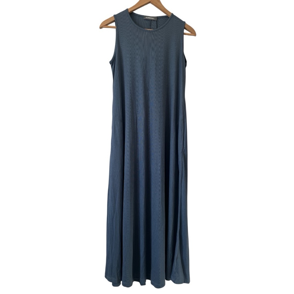 Alembika Essential Sleeveless Midi Dress Blue Mist Size 0 US 4-6 A-Line Pockets - Picture 5 of 12
